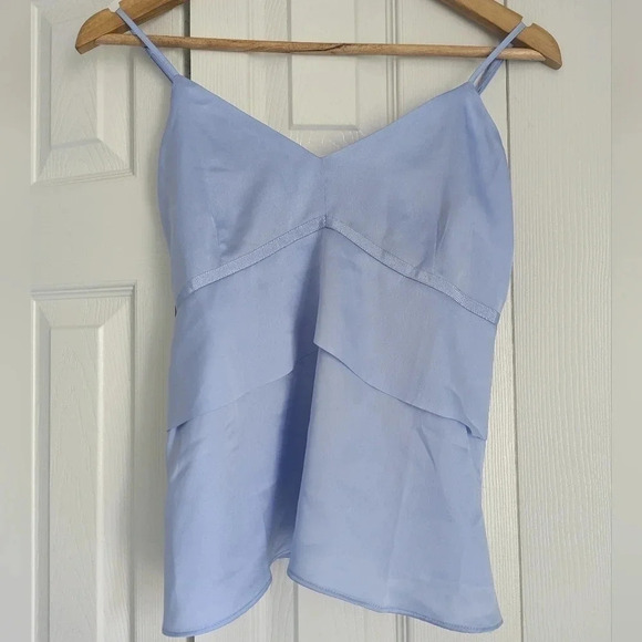 NWT Banana Republic Powder Blue Satin Silk Babydoll Cami Tank Top 4 Small Petite - Picture 7 of 9